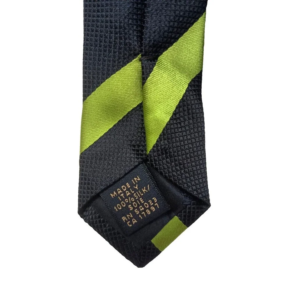 Banana Republic Silk Necktie Black Green Striped Mens Tie Business Classic